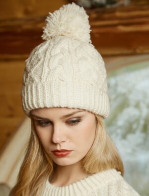 Fleece Lined Rib Cap With Pom