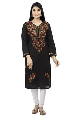 Lucknowi Chikankari Cotton Long Kurti