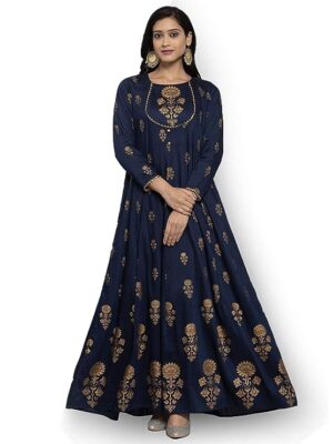 Silk Anarkali with Matching Mask